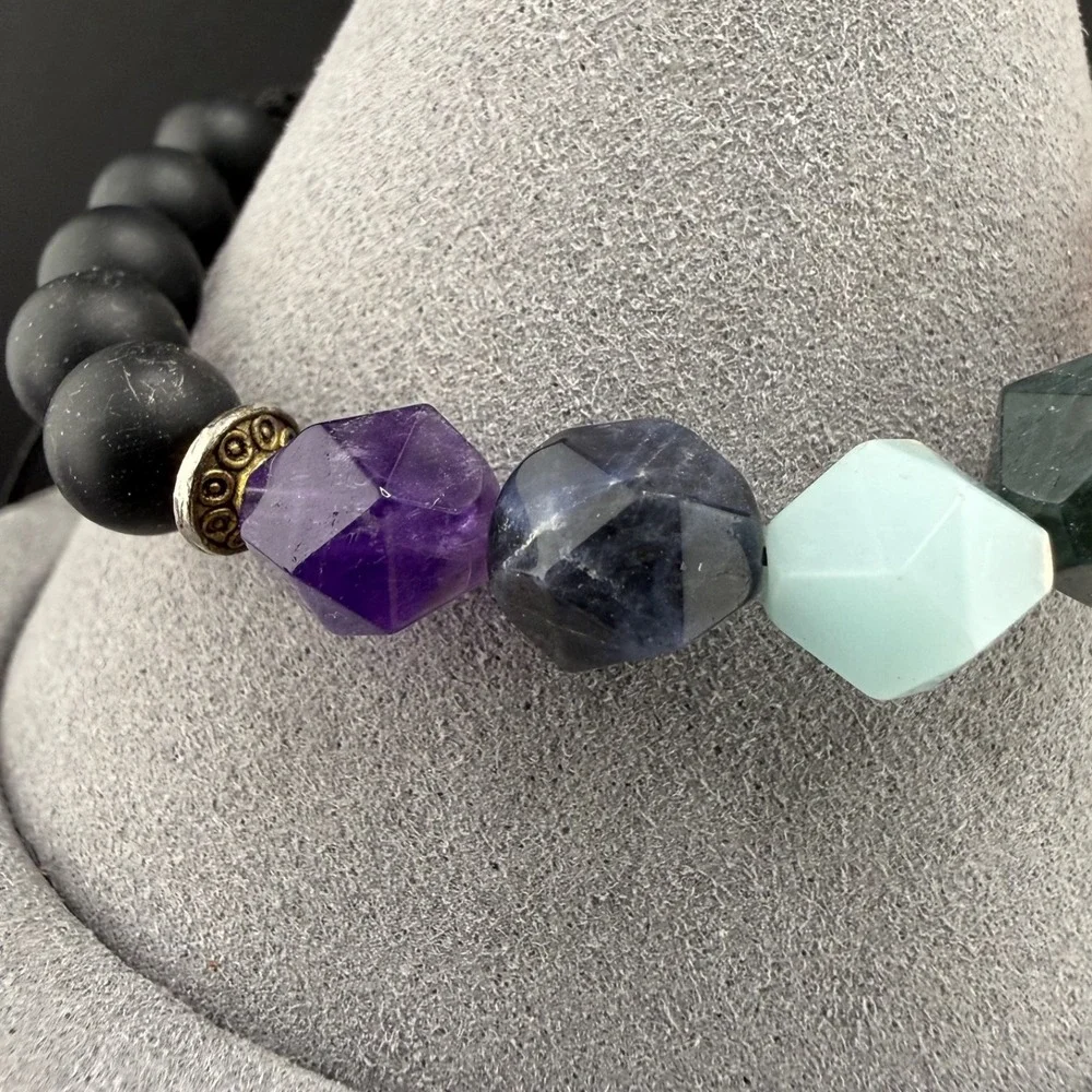 Polished Stone Bracelet Chakra Stones‎ Adjustable 6.5